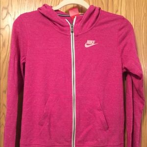 NIKE zip up sweater in hot pink